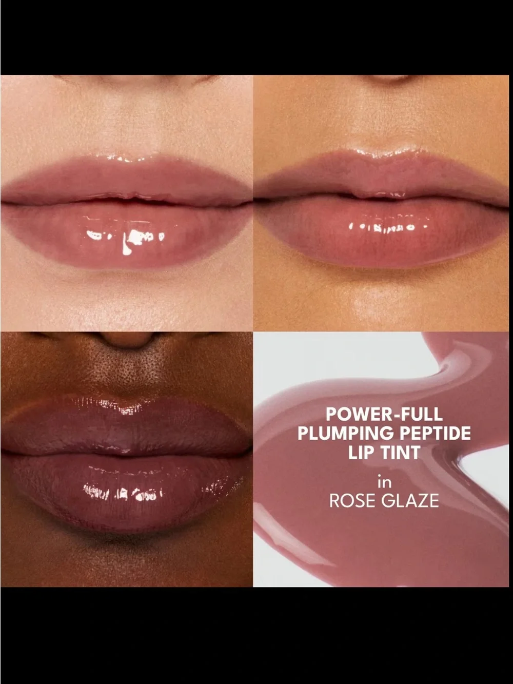 Buxom Power Full Plumping Peptides Lip Tint Lipgloss Balm Rose Glaze BNIB